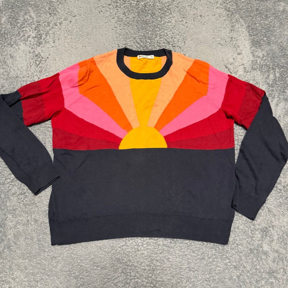 Marine Layer Sunset Icon Sweater Womens XS Blue Sun
